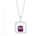 thumbnail image 3 of Amethyst and Created White Sapphire 7mm Cushion-Cut Center Sterling Silver Open-Square Necklace, 18", 3 of 6