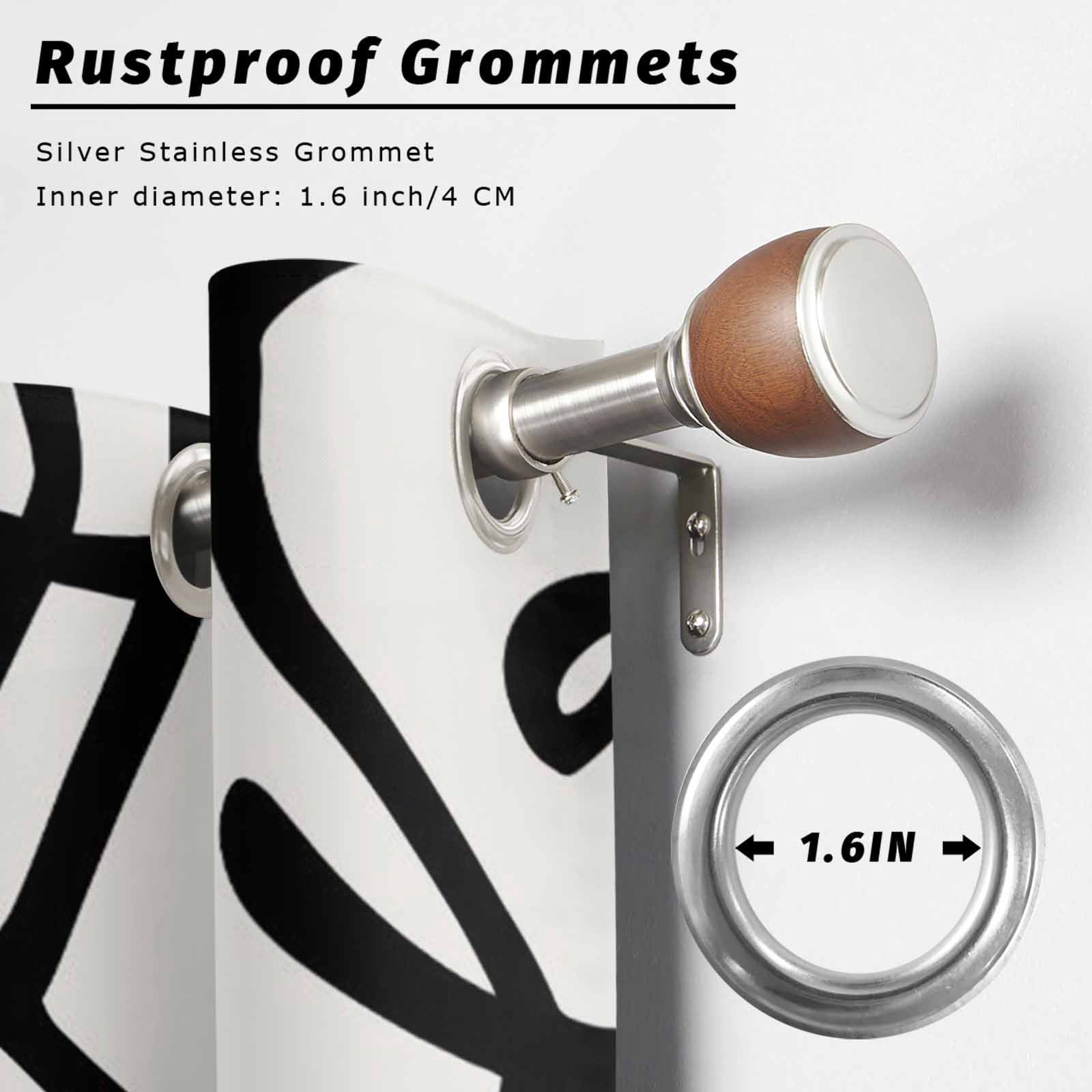 Abstract Line Outdoor Curtains for Patio, Retro Black Wave Line Art White Minimalist Sunshade Privacy Drapes Grommet Waterproof Outside Curtains for Porch/Cabana/Balcony 54"x 108", 1 Panel