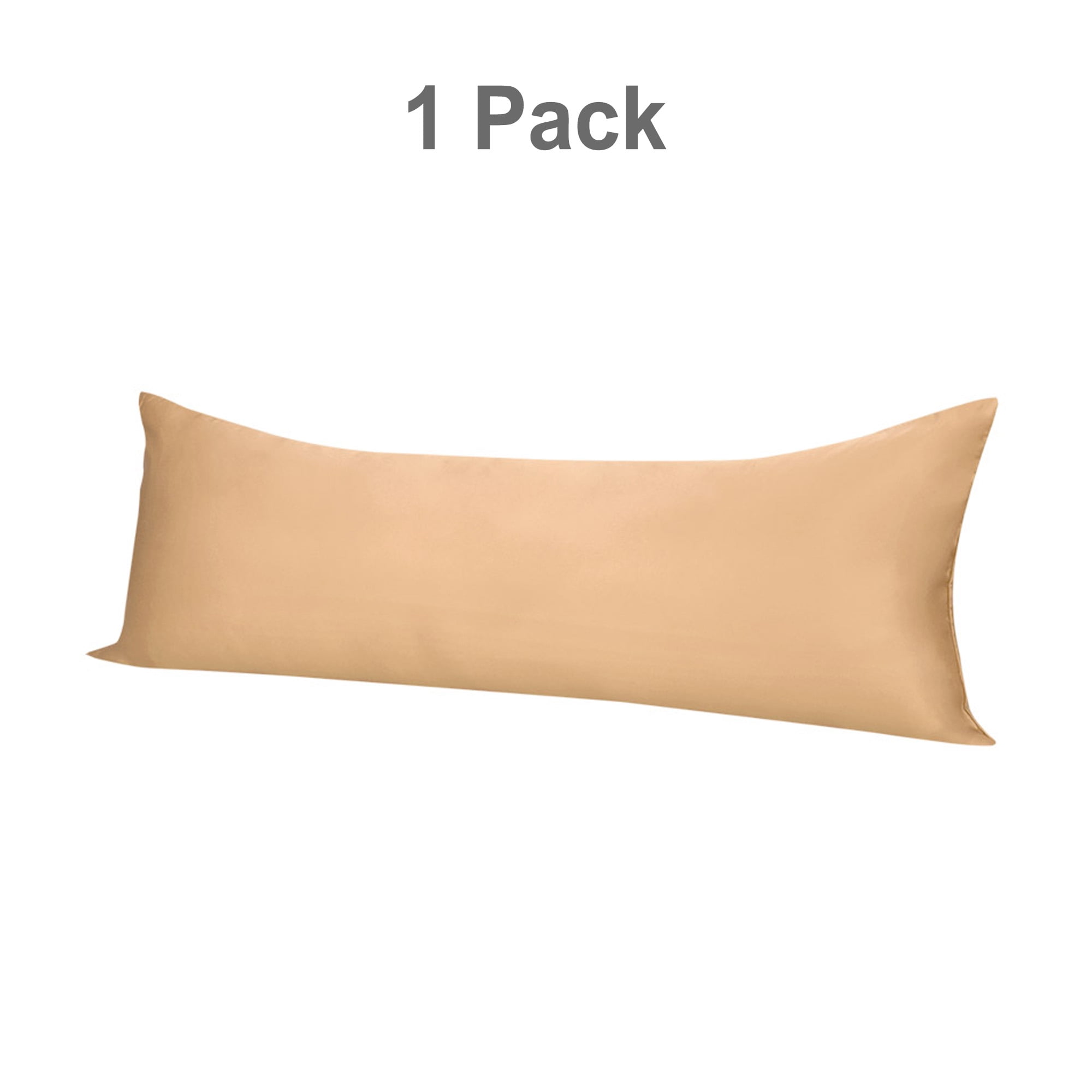 PiccoCasa 1 Pack Silky Satin Body Pillow Cases Zipper Closure, Caramel