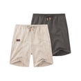 thumbnail image 1 of Pantalones cortos COOFANDY de lino para hombre, casual, cintura elástica, caqui/gris oscuro, 1 of 7