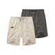 thumbnail image 1 of Pantalones cortos COOFANDY de lino para hombre, casual, cintura elástica, caqui/gris oscuro, 1 of 7