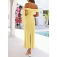 thumbnail image 4 of MEROKEETY Women's 2026 Summer Off The Shoulder Bodycon Maxi Dress, Yellow, XL, 4 of 4