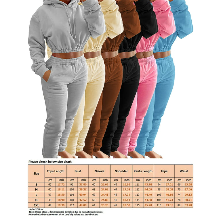 Frontwalk Women Sweatsuits Long Sleeve Two Piece Outfit Athletic Jogger  Hooded Sweatshirts And Pants Tracksuit Sets Pink L