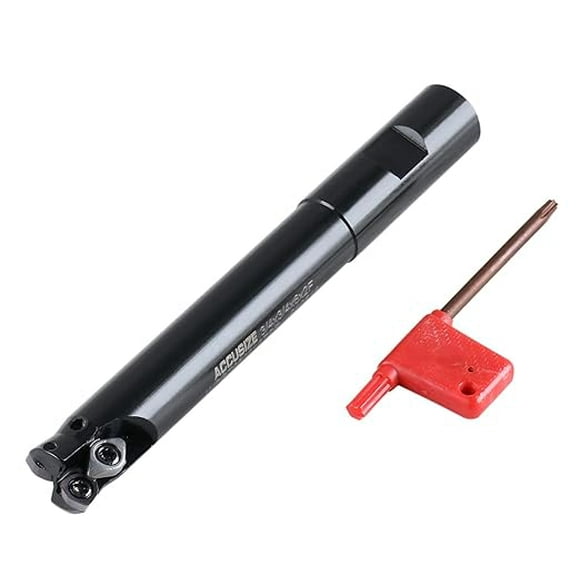 Accusize High Feed End Mill, 3/4" Cutting, 3/4" Shank, 2 Fl, Carbide Trigon WPGT050315ZSR TiAlN Coated Inserts, 0028-0034
