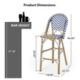 thumbnail image 2 of Navy Blue & White Rattan Barstool Set - 2 Barstools, Outdoor Patio Furniture, 2 of 7