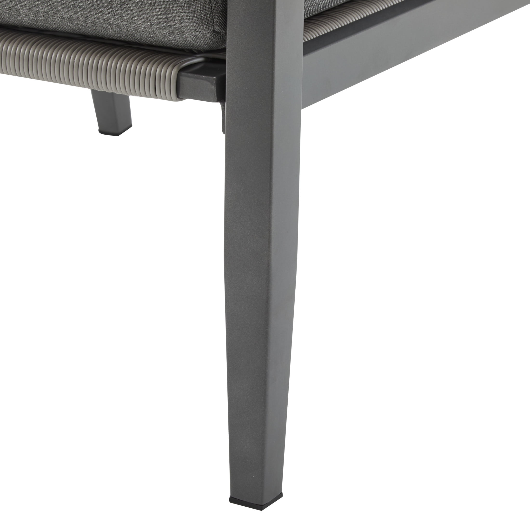 Hayes Modern Outdoor Patio Aluminum Rope Accent Lounge Chair with Cushions, Gray