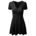 thumbnail image 3 of Doublju Women's V-Neck Short Sleeve Swing Flare A-Line Dress, 3 of 4
