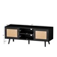 thumbnail image 6 of Eumyviv Black TV Stand for TV's up to 55", Mid-Century Media Entertainment Center with Storage Cabinet,Rattan Wood TV Stands Console for Living Room,H0056, 6 of 6