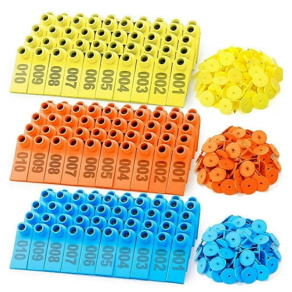 300 Pcs Livestock Ear Tags for Sheep Goat Cattle 001-100 Number