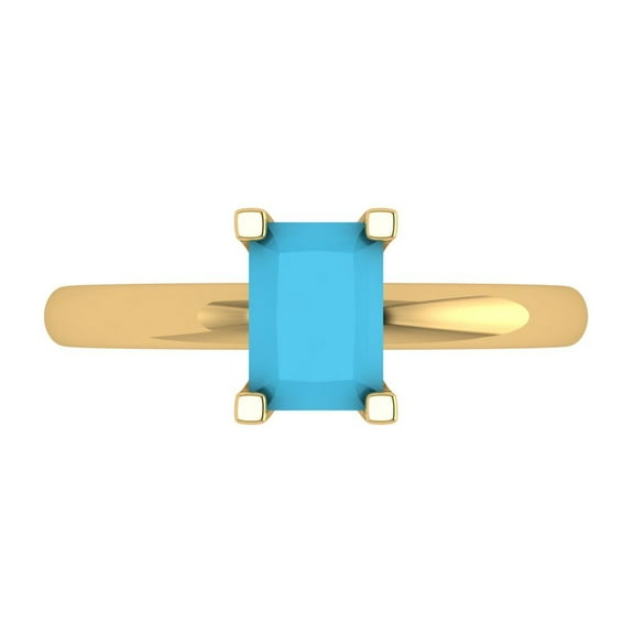 Solitaire Engagement Ring for Women - 1ct Simulated Turquoise in 18K Yellow Gold Promise Ring