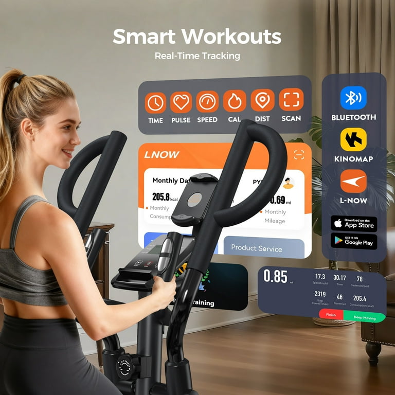 Pooboo E399 Elliptical Machine, 16 Levels Resistance, LCD Monitor