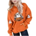 thumbnail image 2 of HAOTAGS Halloween Hoodies Teen Girls, Cute printed Long Sleeve Sweatshirts Pullover Loose Preppy Clothes with Pocket Orange Size 14, 2 of 5