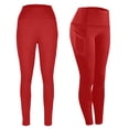 thumbnail image 6 of Gym Leggings for Women High Waist Stretchy Yoga Pants with Pockets Workout Athletic Leggings Red M, 6 of 7