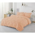 thumbnail image 3 of 3 Piece Pinch Pleated Duvet Cover Set 100% Cotton 1000 TC with Zipper Closure & Corner Ties Pintuck Bedding Duvet Cover - King/California King Size (94" x 104") Inch, Blush Solid, 3 of 7