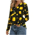 thumbnail image 5 of Shirts for Women Long Sleeve V-Neck Printed Buttons T-shirt Casual Blouse Yellow XXXL, 5 of 6