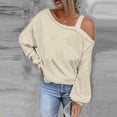 thumbnail image 2 of ShomPort Womens Fall Fashion Long Sleeve One Shoulder Tops Solid Color Lantern Long Sleeve Blouse Shirt, 2 of 5
