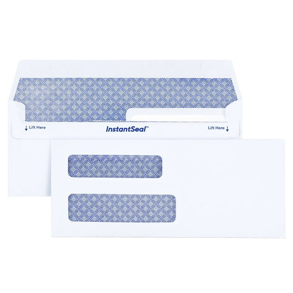 Staples InstantSeal Security Tinted #8 Double Window Envelopes 3 5/8" x 8 5/8" White 500/Box
