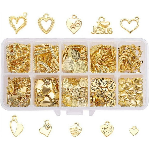 150pcs 10 Styles Love Heart Pendants Charms I love Jesus Words Charms