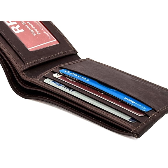 RFID Blocking Genuine Leather Men's Bifold Wallet Credit Card Holder Front Pocket