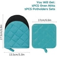 thumbnail image 6 of HEETLY Short Oven Mitts and Pot Holders Set,4-Piece,500°F Heat Resistant with Neoprene Grip,Coral Blue, 6 of 6