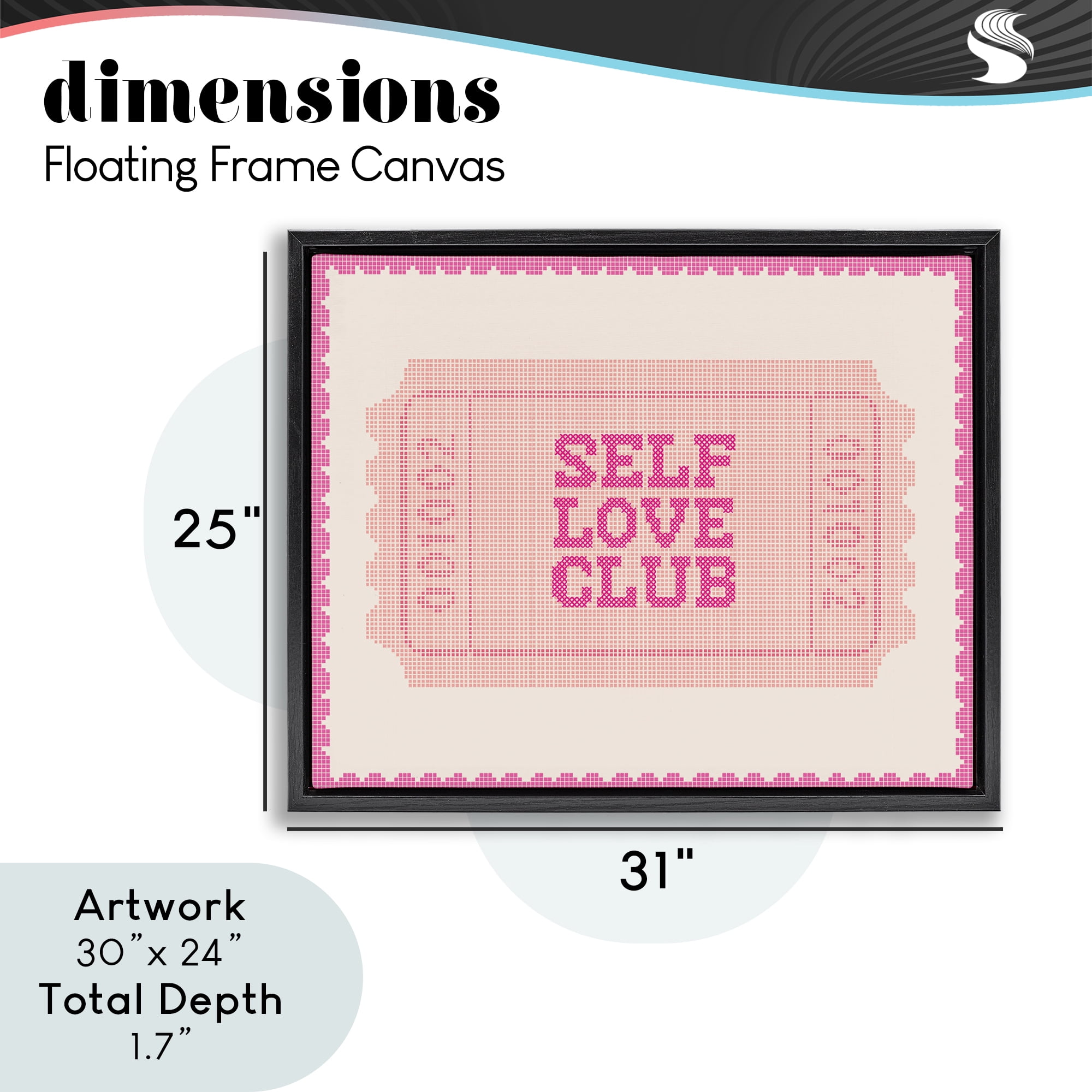 Stupell Industries Self Love Club Retro Ticket Black Framed Floater Canvas Wall Art, design by Lil' Rue