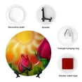 thumbnail image 4 of Zufioo Rose Psychedelic Print Bone China Decorative Plate, Ceramic Dinner Plate with Stand Ceramic Decoration Homewares-8in, 4 of 6
