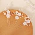 thumbnail image 6 of MIALLO 3 PCS Silver Boho U-Shaped Hair Pins with Pearl, Handmade White Floral Headpiece for Brides, Bridesmaids and Wedding Guests, 6 of 6