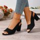 thumbnail image 4 of Negro Puntado Tacones Del Dedo Del Pie de Moda Peep-Toe Slingbacks con 2-3 Pulgadas Bloque de Tacón para la Oficina Y el Desgaste Casual, Bloque Negro Tacón Sandalias Correa Ajustable Beige Opción, 4 of 9