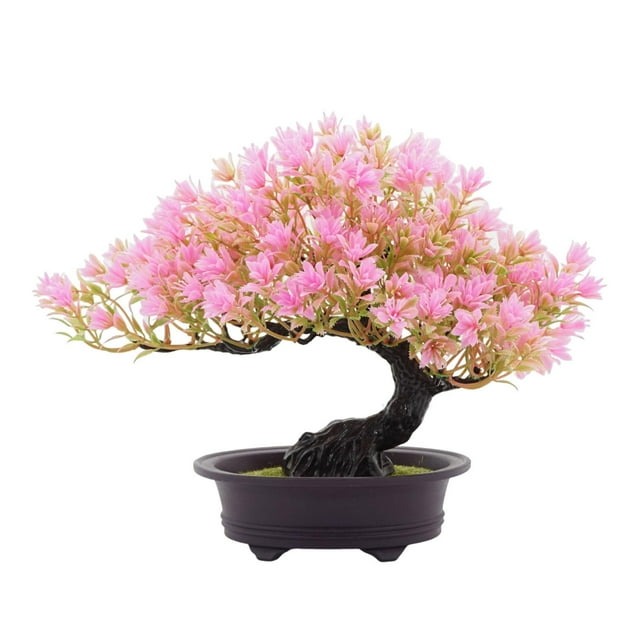 veasfak Artificial Bonsai Tree Fake Bonsai Tree for Bookshelf Desktop Display Office Pink