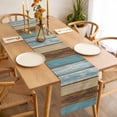thumbnail image 3 of Table Runner 48 Inches Long for Kitchen Dining, Blue Brown Dresser Scarf Farmhouse, Dining Table Decorations for Wedding/Parties, Farmhouse Rustic Wooden Plank Board 13 x 48 In, 3 of 8