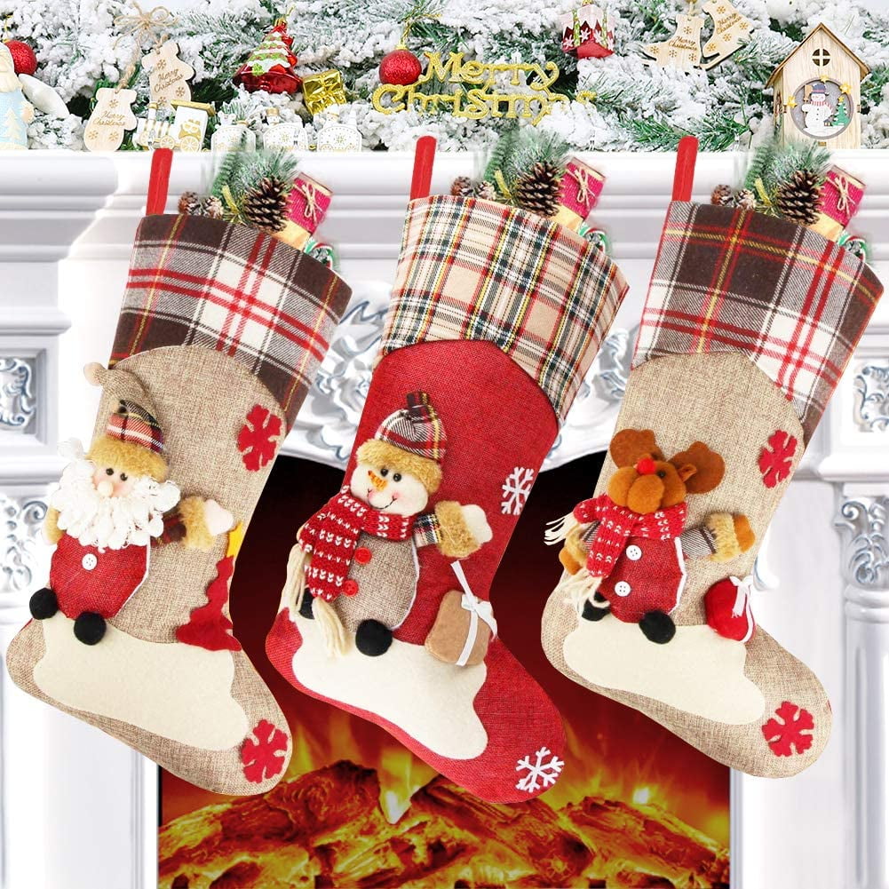 Fireplace, Socks, Candy, Sled 12 Pieces Christmas Gift Bags Set 