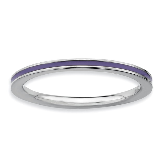 Sterling Silver Stackable Expressions Purple Enameled 1.5mm Ring Size 7