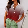 thumbnail image 4 of XFLWAM Womens Casual Short Sleeve Button Down Shirts Summer Cotton Solid Color Top Blouses with Pockets Wine Red L, 4 of 6