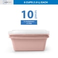 thumbnail image 3 of Mainstays 5-Pack Tall Square BPA-Free Plastic Meal Prep Food Storage Containers, 1.9L, Pink Blush, 3 of 10