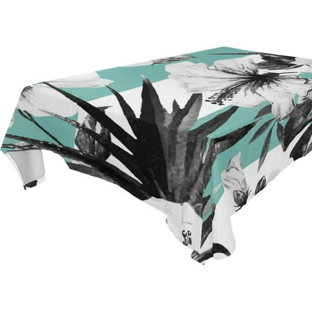 

POPCreation Blackish Tablecloths Green Leaves Floral Table Top Decoration 52x70 inches