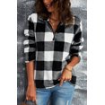 thumbnail image 4 of ABPHQTO Sudadera de mujer negra con cuello vuelto y cremallera de 1/4 con estampado a cuadros, 4 of 5