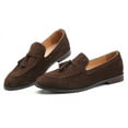 thumbnail image 4 of Santimon Men Tassel Loafers Fashionable Matte Leather Dress Shoes for Wedding Prom Party Formal Occasions Brown US 9.5, 4 of 8