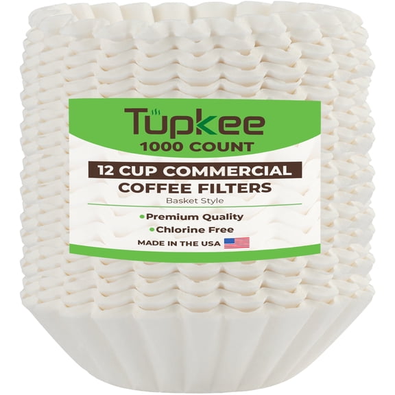 Tupkee Large Coffee Filters 12 Cup - 1000 Count 9.75" x 4.25" Tall Walled Premium Coffee Filter to Prevent Ground Overflow - Chlorine Free - Compatible with Bunn Commercial & Large Home Machines