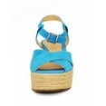 thumbnail image 3 of Schutz Hawaii Blue Leather Braided Wedge Platform Buckle Strap Enclose Sandals (Blue Leather, 10), 3 of 5