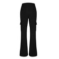 thumbnail image 3 of Lightweight Fall Pants Women Women's High Waisted Cargo Sweatpants, Flares Leg Baggy Joggers Pants Yoga Long Pants with Pockets Skinny Trousers Women S-44 Black XXL, 3 of 4