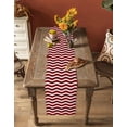 thumbnail image 5 of ERUNPONLY Red White Table Runner - 120 Inch Long Modern Abstract Waves Water Ripple Striped Cotton and Linen Blended Dress Scarves Farmhouse Table Runner for Kitchen Dining, Coffee Table, 13" x 120", 5 of 8