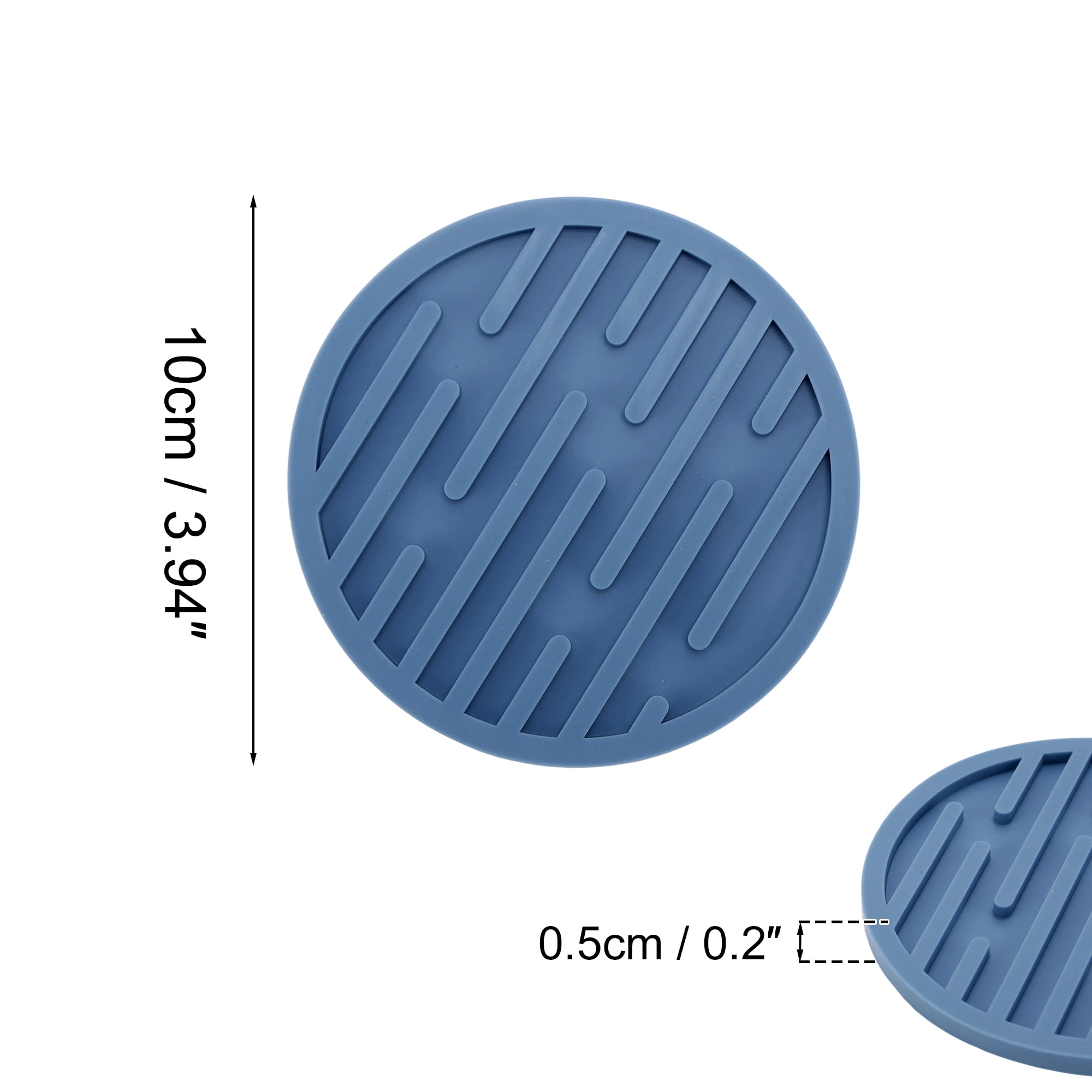 Unique Bargains Water-repellent Stripes Drink Coaster Set Blue
