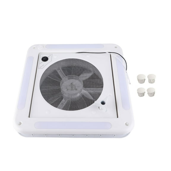RV Bathroom Roof Vent Fan RV Roof Vent Fan 12V Dual Mode Air Inlet Outlet 4 LED Light for Camper ,Weather Tight