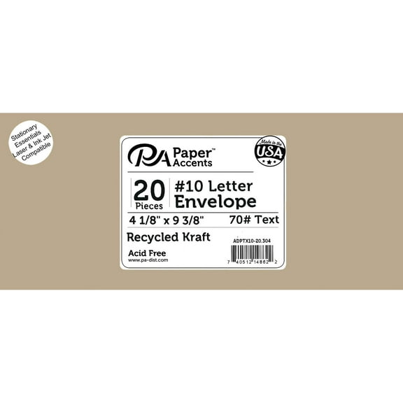 Envelope #10 Letter 20pc Recycled Kraft