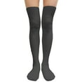 thumbnail image 2 of Couver Women's Plain Winter Cable Knitted Boot Over Knee Socks/Thigh High Stockings- Gray - 1 Pair, 2 of 9