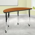 thumbnail image 2 of Flash Furniture Wren Mobile 47.5" Half Circle Wave Flexible Collaborative Oak Laminate Activity Table - Standard Height Adjustable Legs, 2 of 11