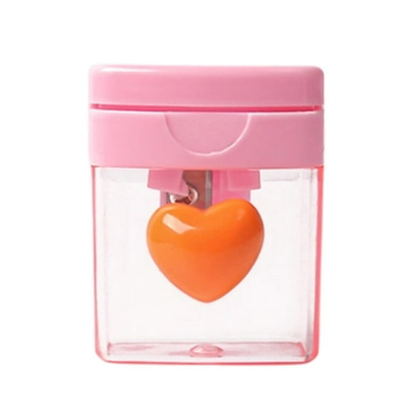 ZestqaQ Heart-shaped Pencil Sharpener, Four-color Rotating Hole Sharpener, Transparent Cover Pencil Sharpener, Compact Portable Stationery Tool for Easy Sharpening and Cleanliness
