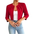thumbnail image 6 of VBVC Women's 3/4 Sleeve Cropped Bolero Jacket , Ladies' Ruched Dressy Casual Shrug Cardigan , Lightweight Work Party Outerwear For Women, Red , XS-XL, 6 of 8