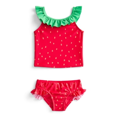 Wonder Nation Baby and Toddler Girl Strawberry Tankini Swimsuit, 2-Piece, Sizes 12M-5T