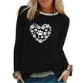 thumbnail image 2 of DDAPJ pyju Dog Lover Gifts for Women Dog Paw Love Heart Print T-Shirt Dog Mom Graphic Tees Loose Casual Long Sleeve Crewneck Pullover Tops Black XXL, 2 of 4